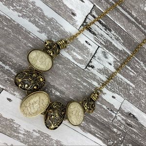 Retro Gem Necklace ( White )